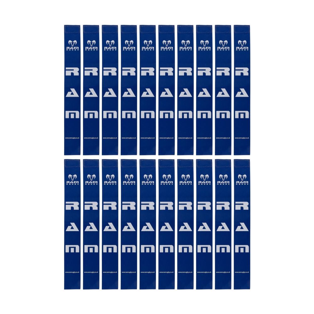 Ram Rugby PVC Tag Rugby tags in red, blue, and yellow, 16" x 2" durable replacement tags, 20 pack set