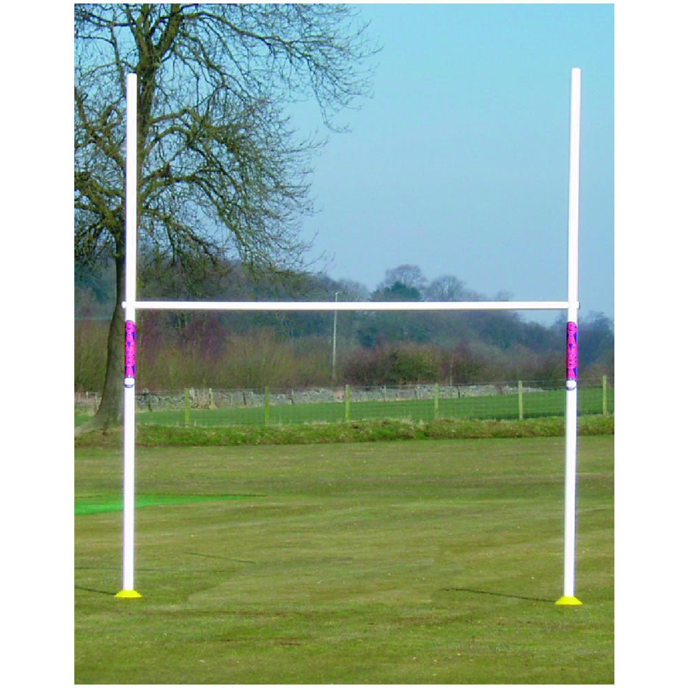 Ram Rugby 3.6m mini plastic rugby goal posts in white, lightweight durable uPVC with easy no-hole assembly design