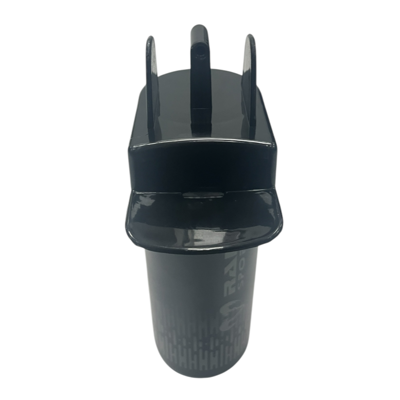 Ram Rugby 8-pack hygienic water bottles with sturdy metal carrier crate, ideal for team training hydration and storage.