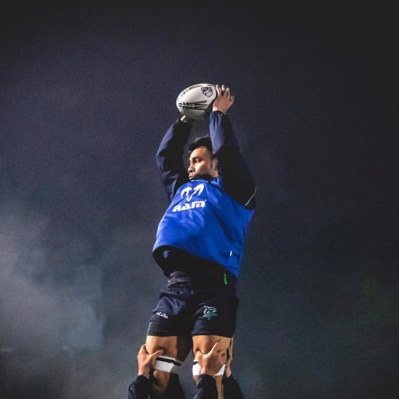 Set of 10 Ram Rugby reversible contact training bibs in green and yellow, durable acrylic for intense rugby practice sessions