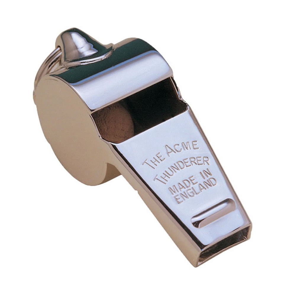 Acme Thunderer metal whistle by Ram Rugby, durable silver fitness whistle with pea for sports and training use