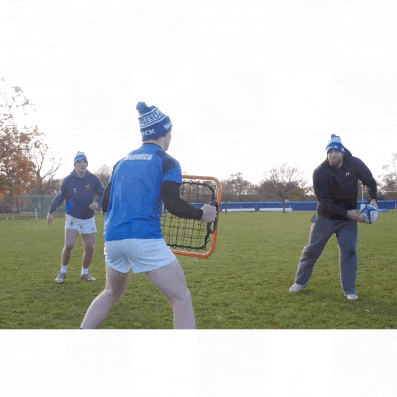 Crazy Catch Freestyle rebound net showing dual-layer nylon mesh and ergonomic grip for hand-eye coordination training