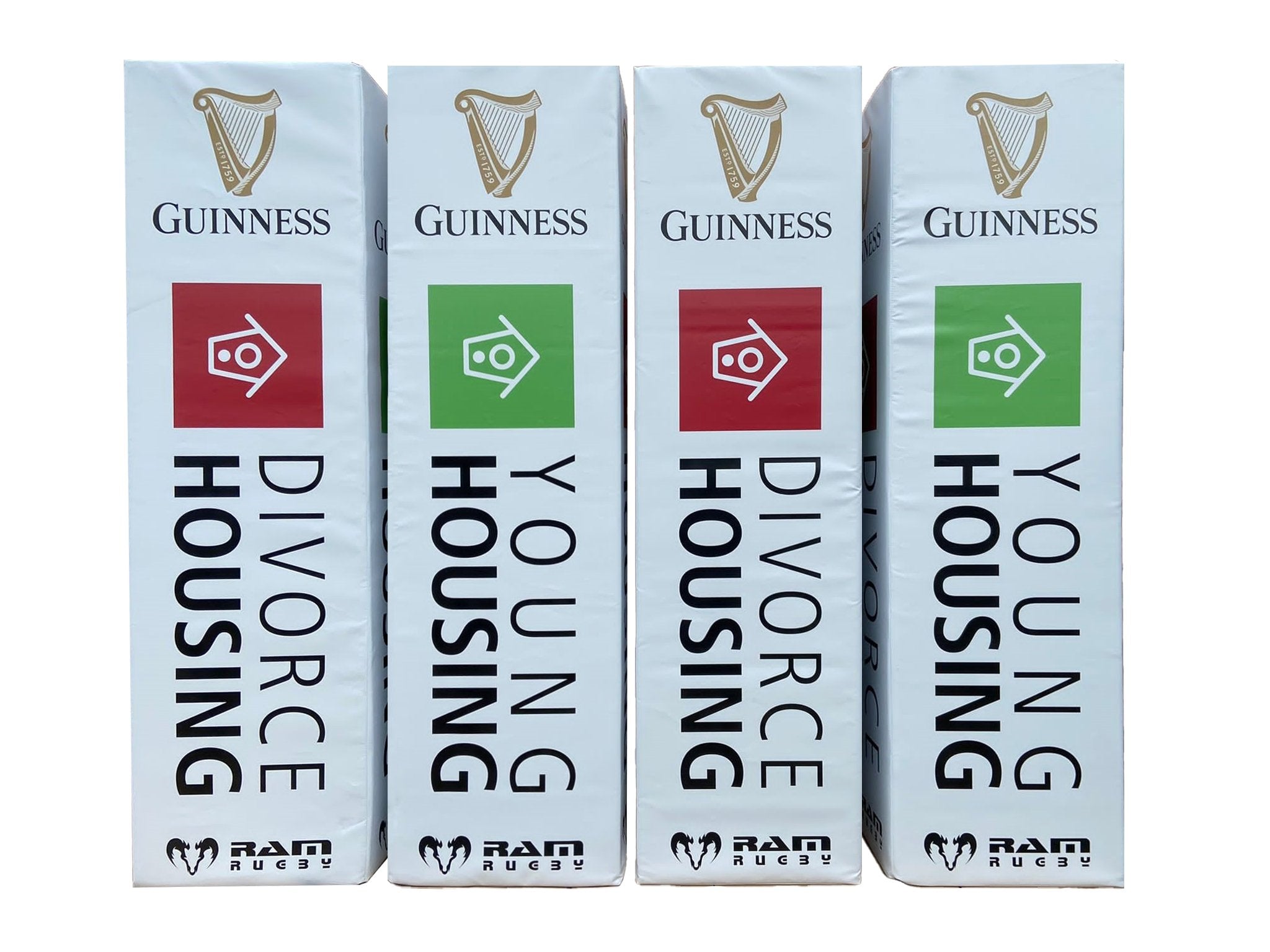 Ram Rugby custom 10" junior post protectors in vibrant digital print with 8cm thick padding for rugby goalposts