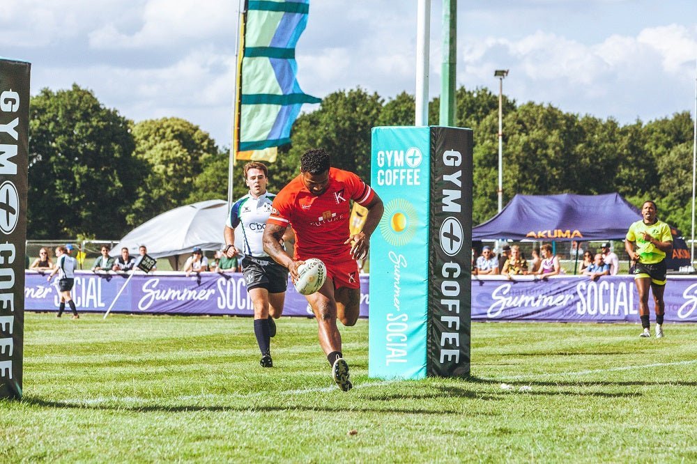 Ram Rugby Custom 10" Junior Post Protectors set with vibrant digital print, durable foam padding, and secure fasteners