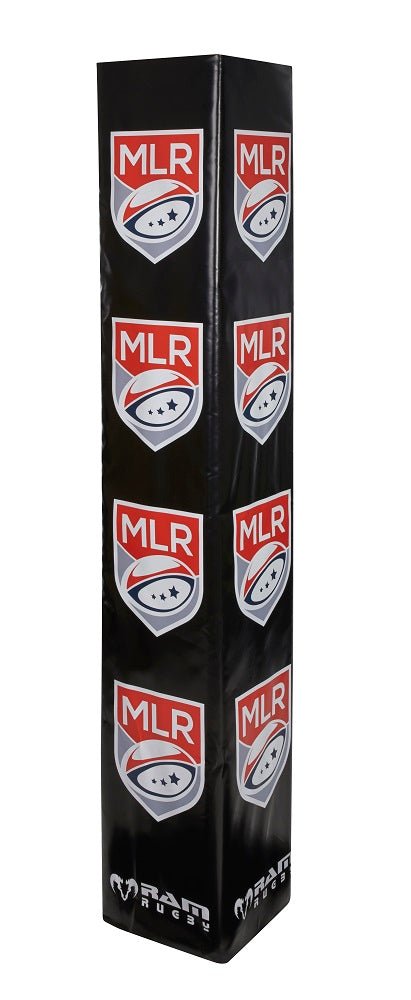 Ram Rugby digitally printed custom post protector wrap set in vibrant colors, designed to refresh existing rugby post pads.