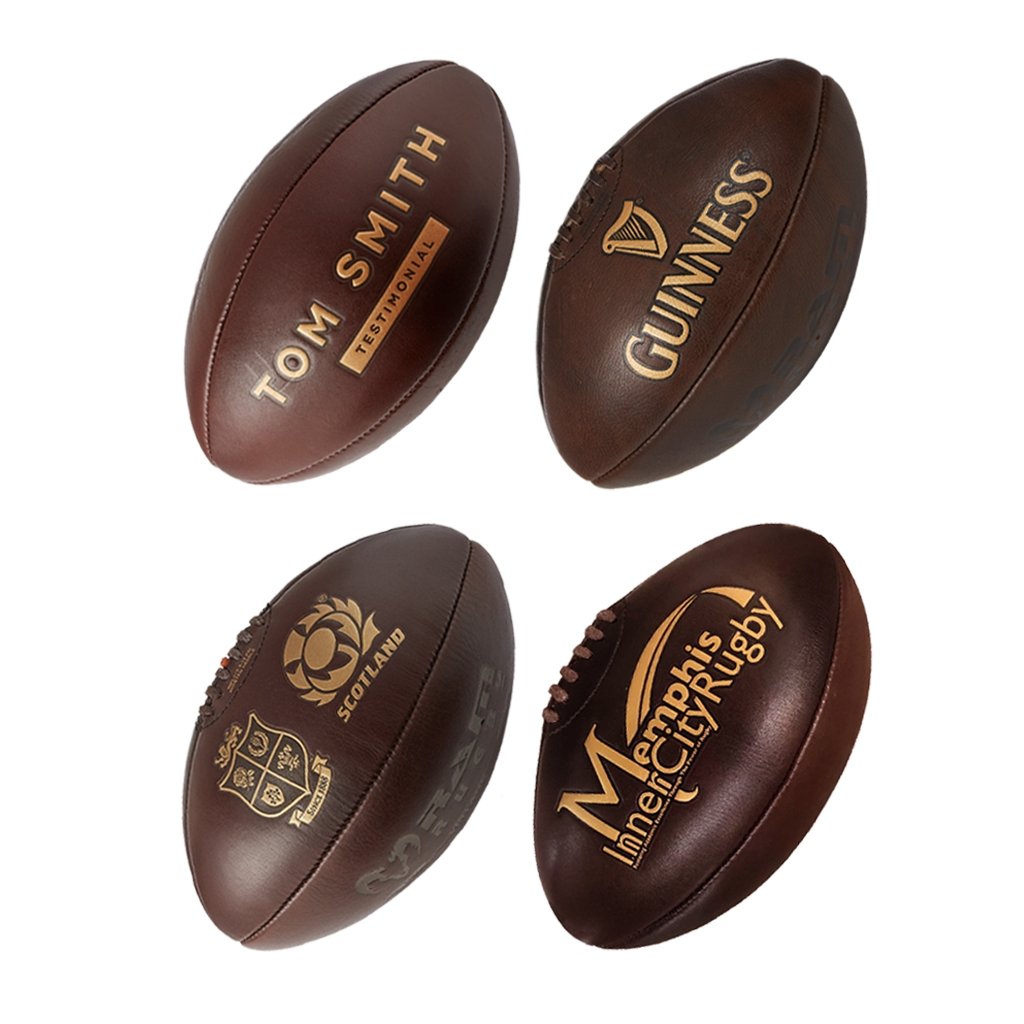 Ram Rugby Custom Vintage Leather Heritage Rugby Ball Size 5 with embossed logo, classic brown leather, and hand-stitched detailing