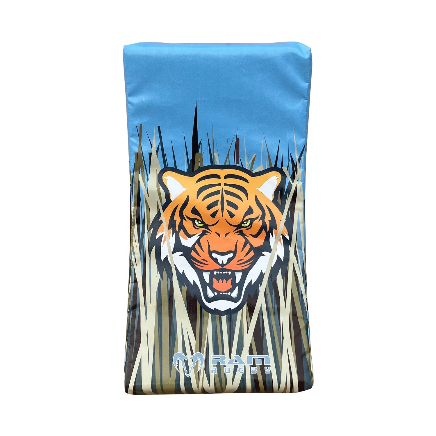 Ram Rugby Animal Design Curve Hit Shield showing curved red contact pad with black handle for versatile rugby training