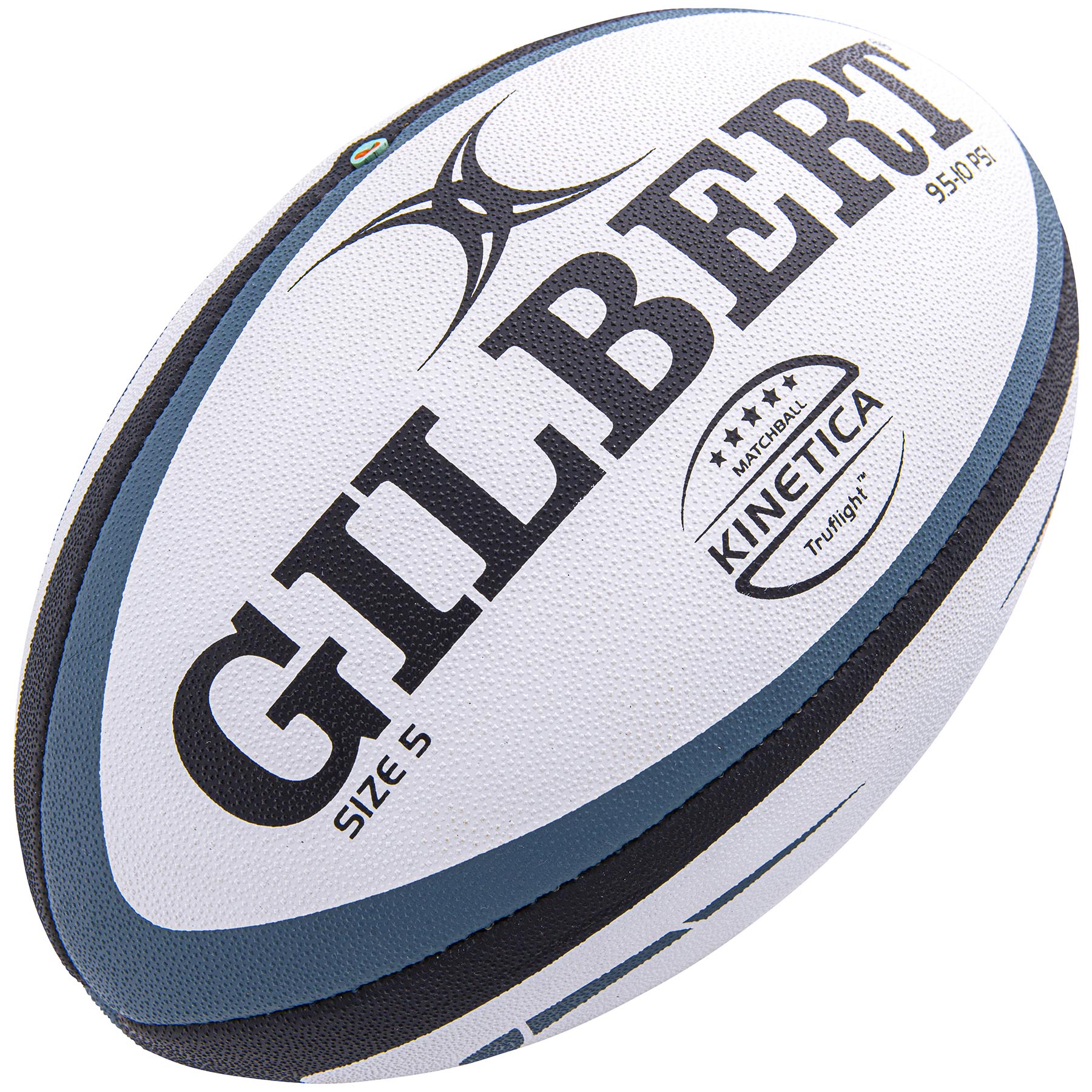 Stack of 10 Gilbert Kinetica rugby match balls inside a breathable black storage bag, designed for club-level play and durability