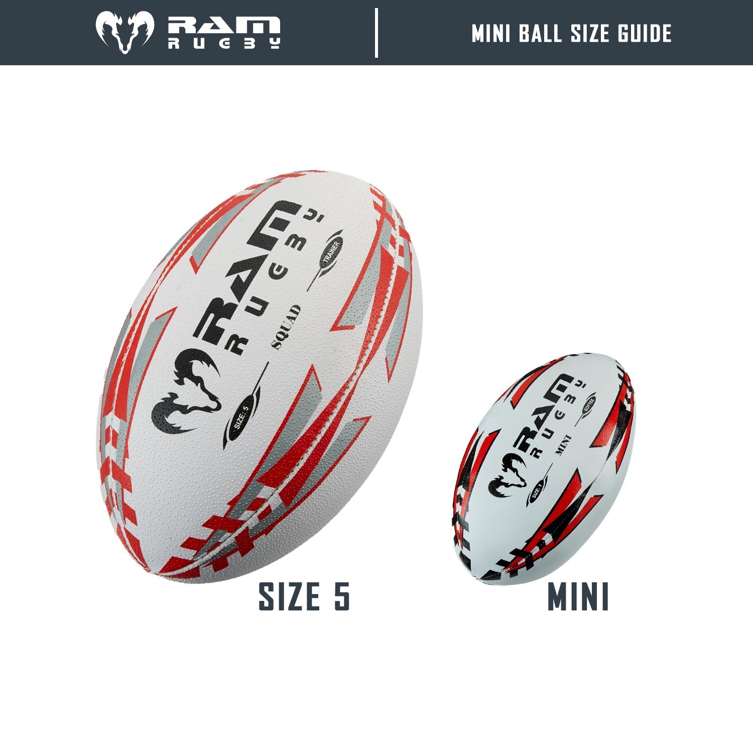 Ram Rugby Mini Softee 15cm kids rugby ball size 1 in soft PVC with cotton fill, ideal fun promotional rugby toy