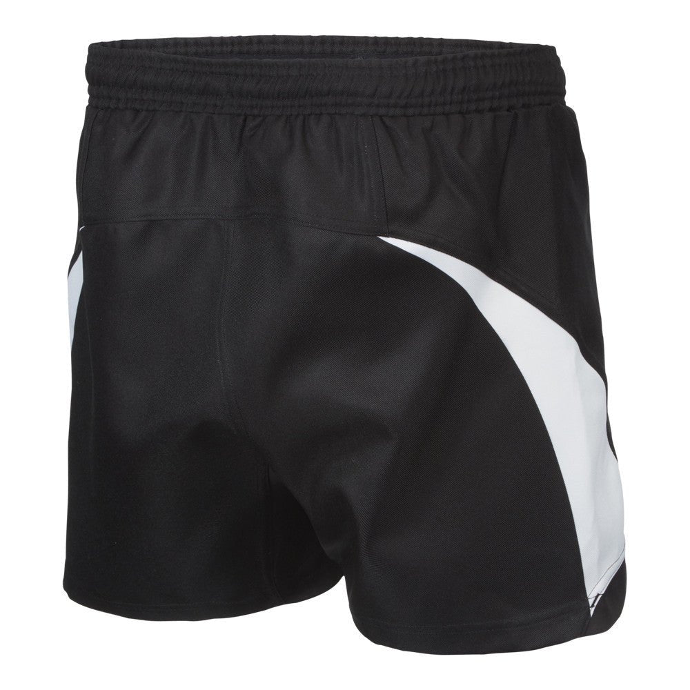 Black Ram Rugby Pro Sublimated Ripstop rugby shorts with gripper waistband, stretch gusset, and poly/elastane side panels