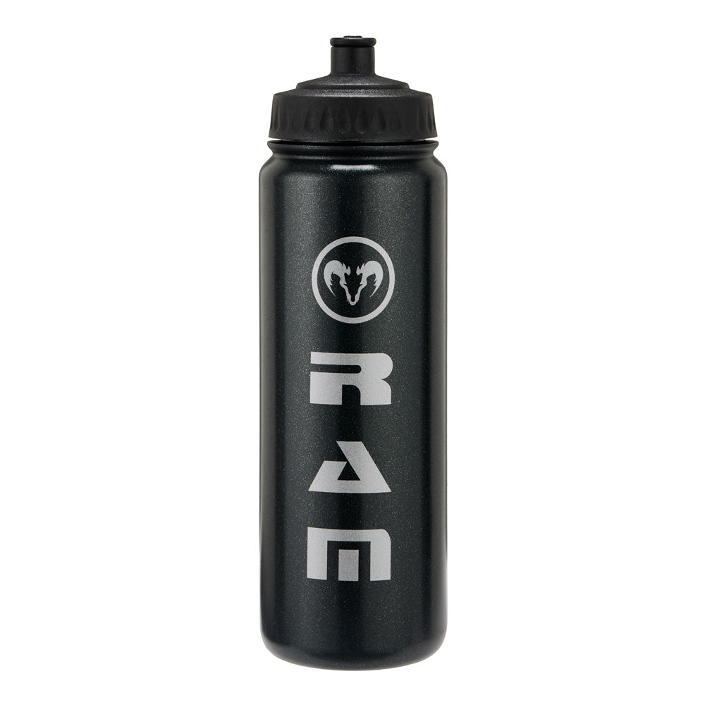 Sleek black RAM Rugby Water Bottles in the Water Bottles collection, designed for durable, leak-proof sports hydration.