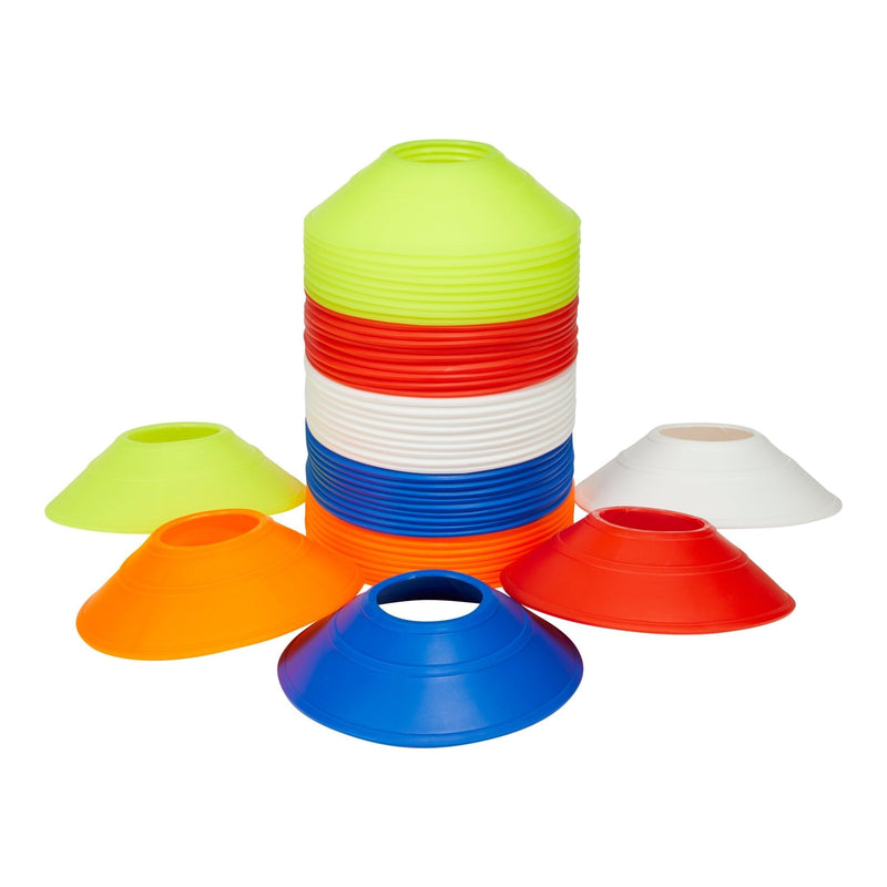 Brightly colored RAM Training Markers cone set, durable lightweight plastic for clear sports drills and organized coaching sessions.