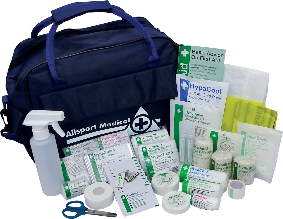Rugby First Aid collection cover showing RAM Rugby branded red first aid kit and supplies for pitch-side safety.