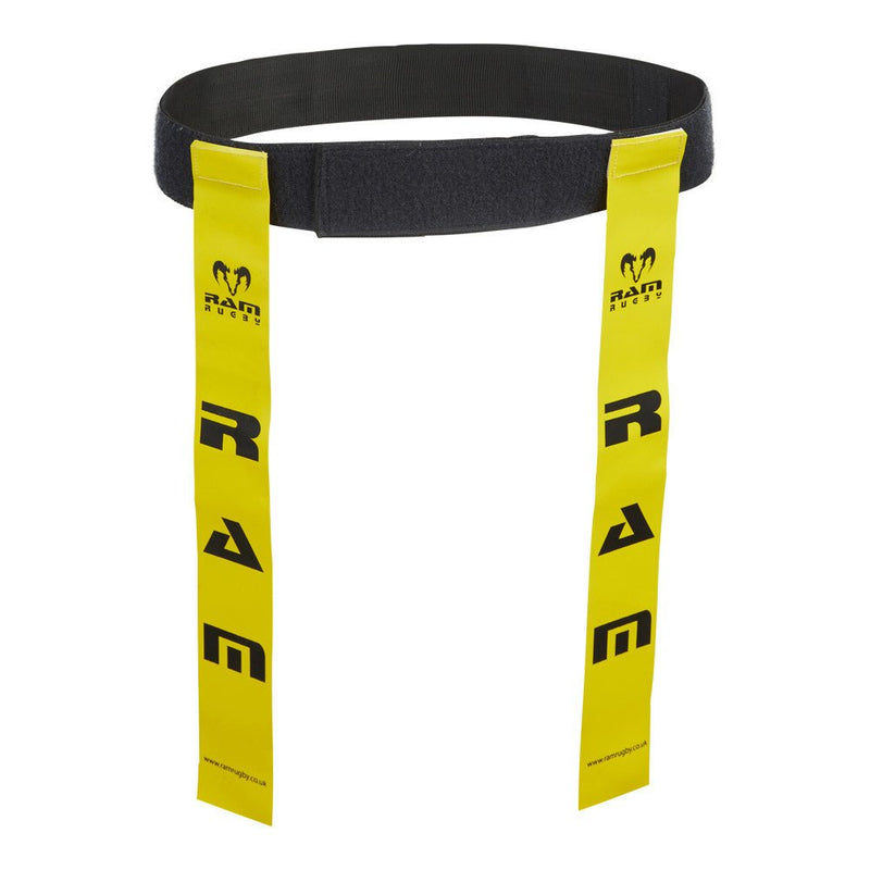 Set of colorful Tag Rugby Belt & Tag with adjustable straps and sturdy plastic tags, ideal for non-contact rugby training by RAM Rugby