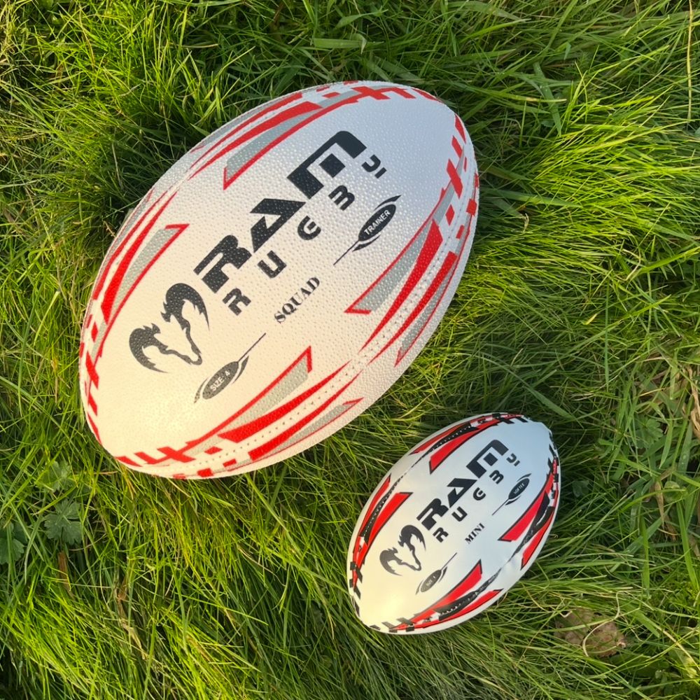 Ram Rugby Mini Softee 15cm soft PVC kids rugby ball Size 1 in bright colors, cotton-filled for a soft, grippy feel