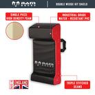 Ram Rugby Double Wedge Hit Shield in black and red, durable PVC with high-density foam for safe tackle practice.