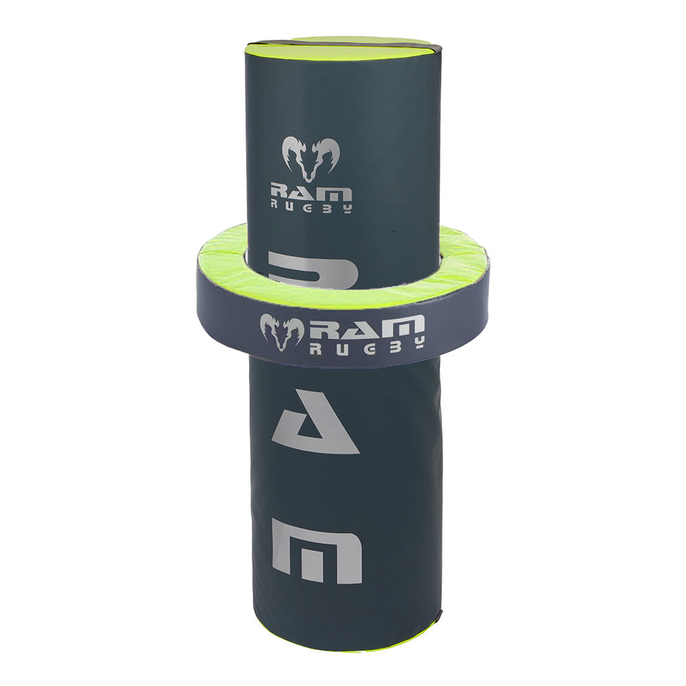 Ram Rugby Tackle Bag Ring 46cm in black and red, designed for effective rugby tackling training and impact practice