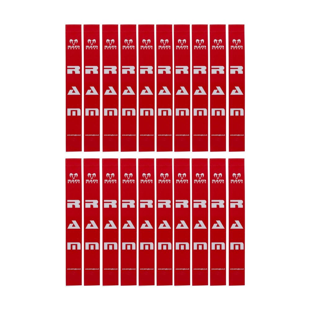 Ram Rugby PVC tag rugby tags 20 pack in red, blue, and yellow, durable 16"x2" replacement tags for tag rugby belts