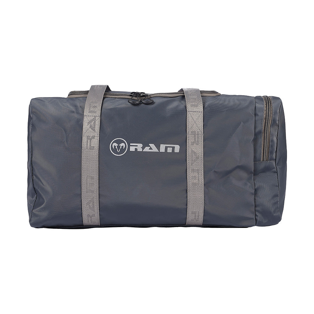 Ram Rugby Premier Team Kit Bag in black, showing water-resistant SRF material and dual side handles for rugby gear storage.