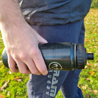 Ram Rugby 750ml black ergonomic water bottle with push-pull lid, screw cap, ideal for sports training hydration