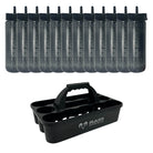 Ram Rugby black plastic 12 bottle water carrier with ergonomic handle, durable PVC, perfect for sports or events