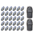 Stack of 30 Gilbert G-TR4000 trainer size 5 rugby balls with 2 black breathable ball bags for team training sessions
