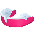 Opro Gold Rugby mouthguard in black and gold showing flexible inner layer and anatomical fins for secure, comfortable fit