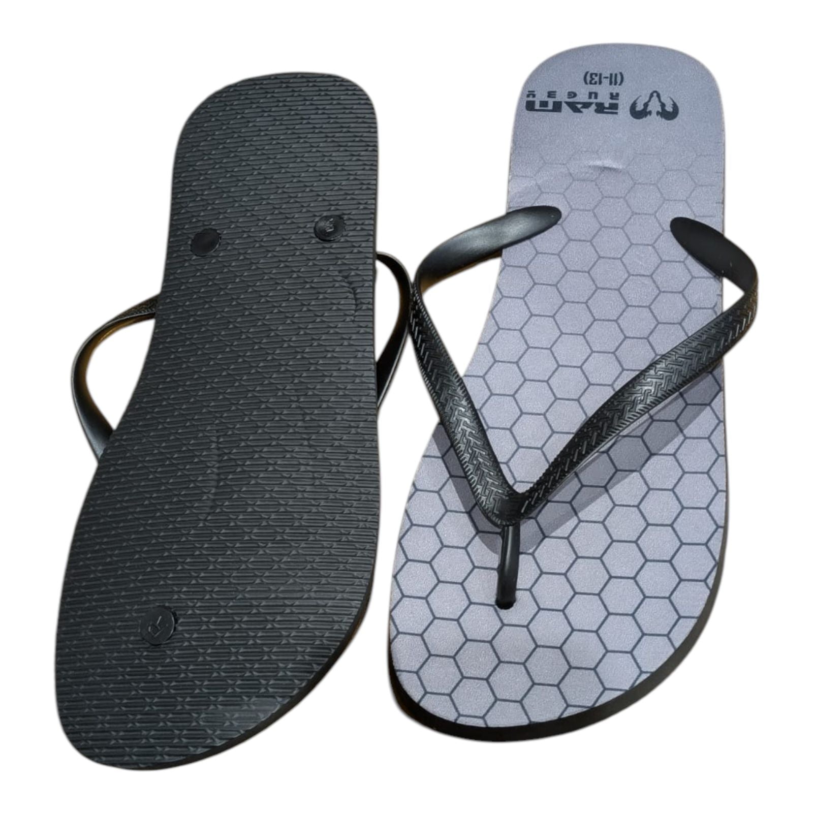 Ram Rugby Flip Flops in black durable rubber designed to easily remove rugby boots for adults and youth players