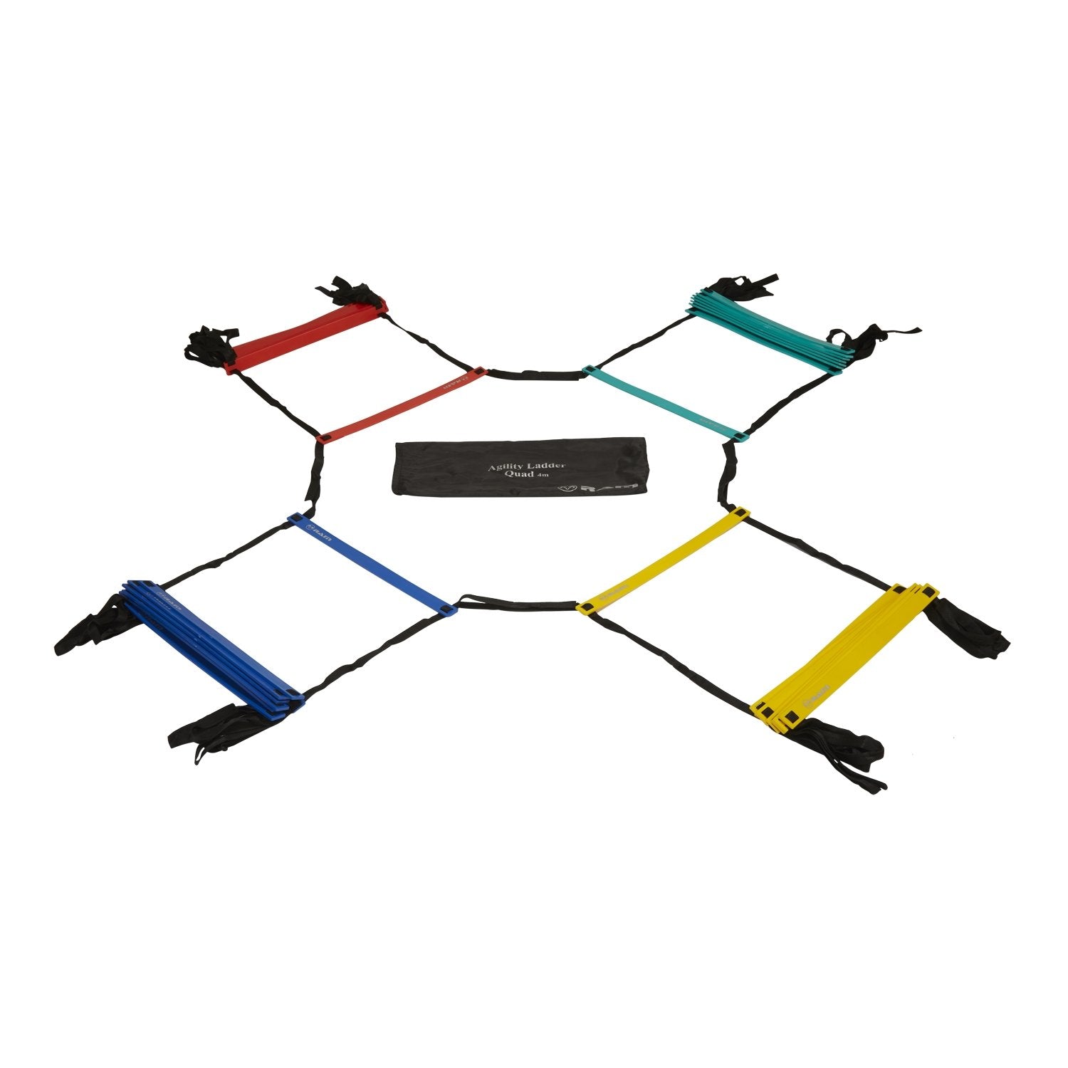 Ram Rugby Fitness Agility Ladder with tubular plastic rungs, quad 4-way design for football and rugby training drills