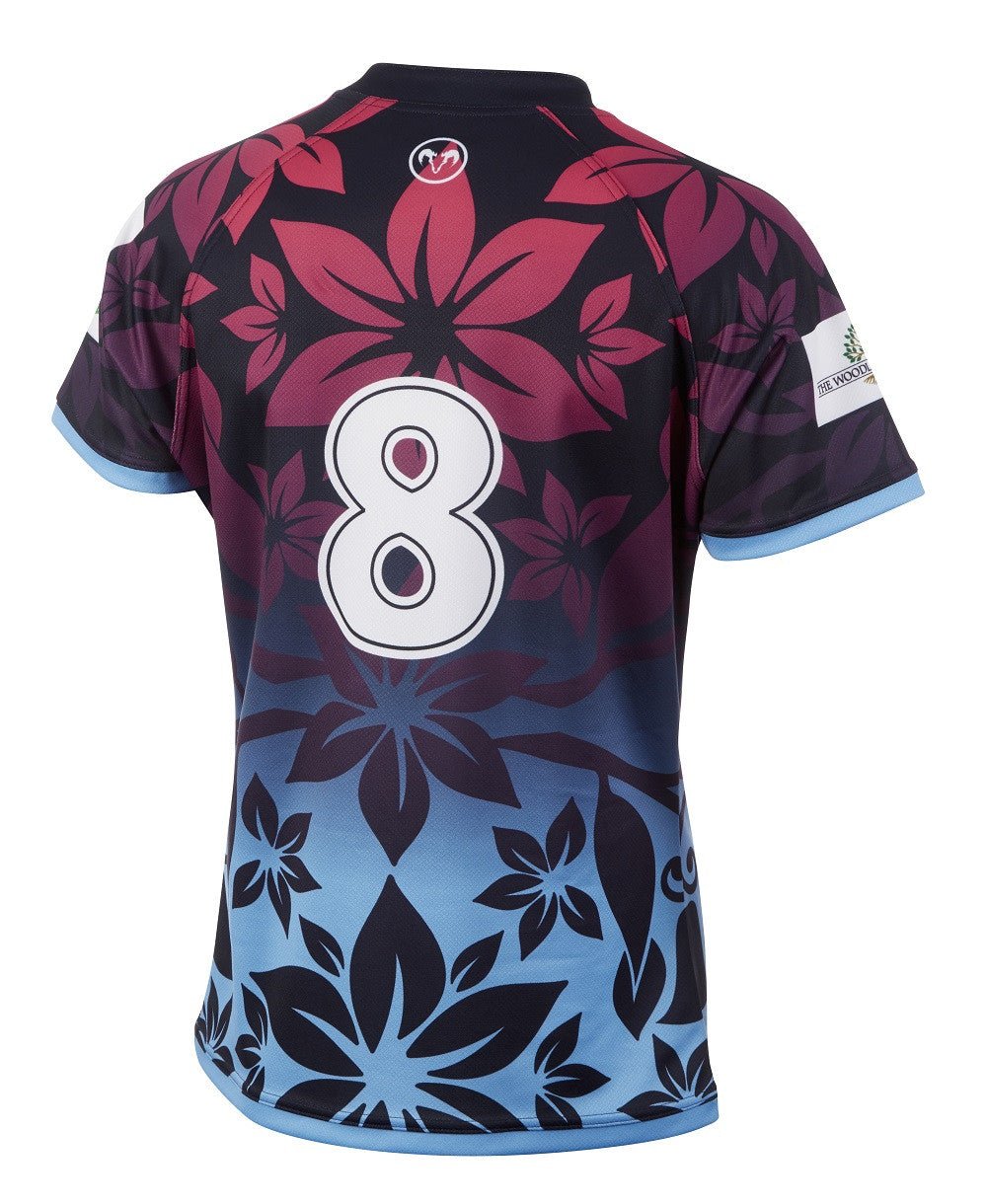 Ram Rugby Women's Challenger sublimated rugby shirt in durable mid-stretch fabric with vibrant colors and semi-fit design