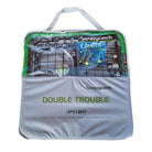 Crazy Catch Upstart Double Trouble rebound net showing dual-side design with durable mesh for rugby hand-eye coordination training