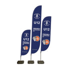Ram Rugby double-sided custom feather corner flags in vibrant colors, designed for outdoor sports and event branding.