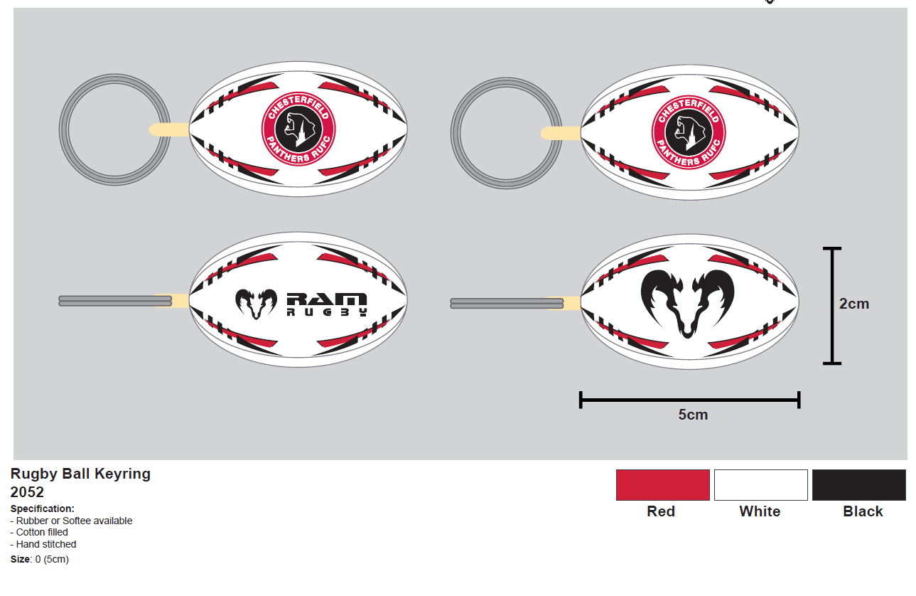 Ram Rugby custom printed rubber rugby ball keyrings in vibrant colors with grip, ideal personalized promotional gifts