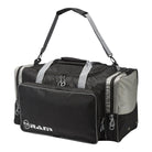 Ram Rugby Custom Pro Players Kit Bag in black Cordura with embroidered logo, padded strap, and multiple internal pockets