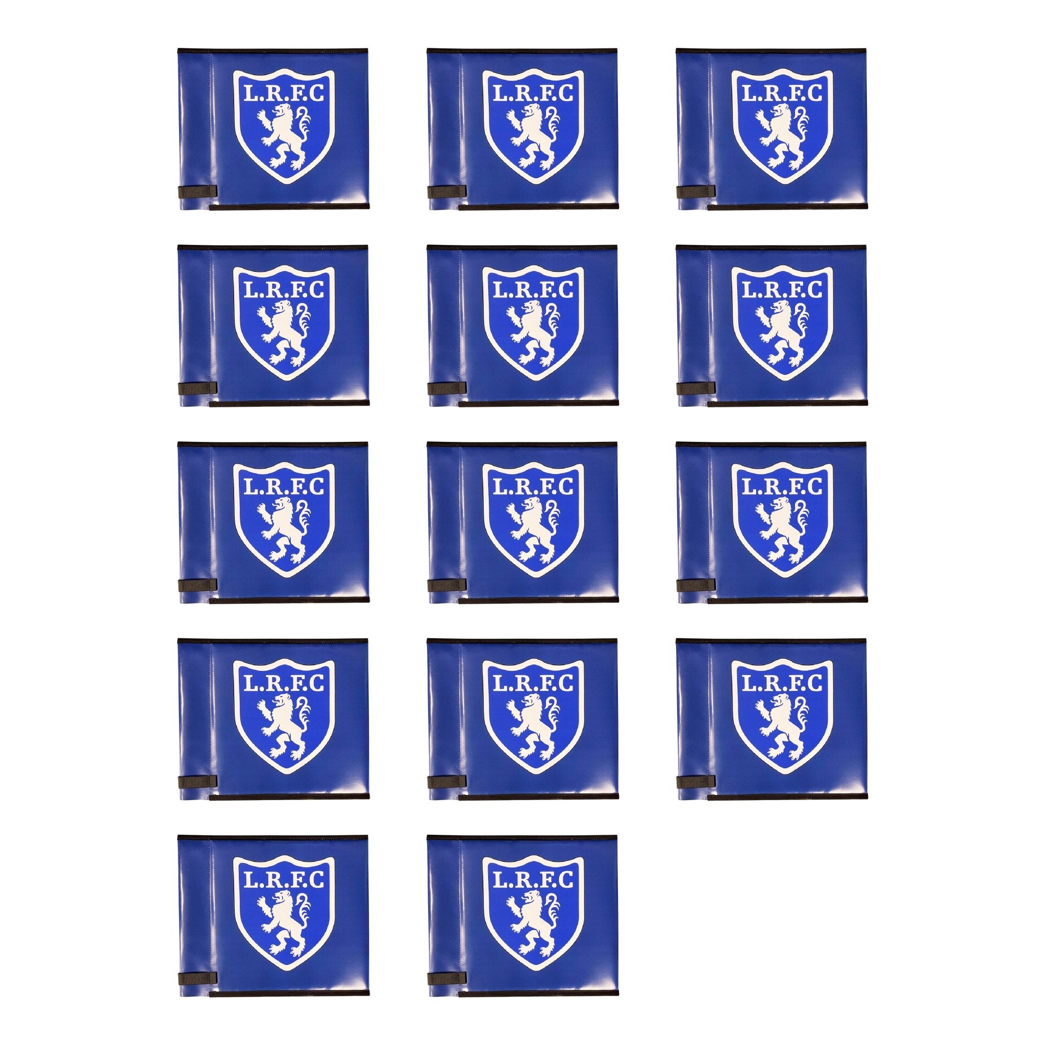 Set of 14 Ram Rugby custom rigid corner flags with digital printing, PVC skin, foam core, 41x35 cm, Moon flag style