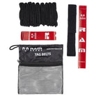 Ram Rugby custom PVC tag rugby belt set showing multicolor belts with club logo personalization for training and matches