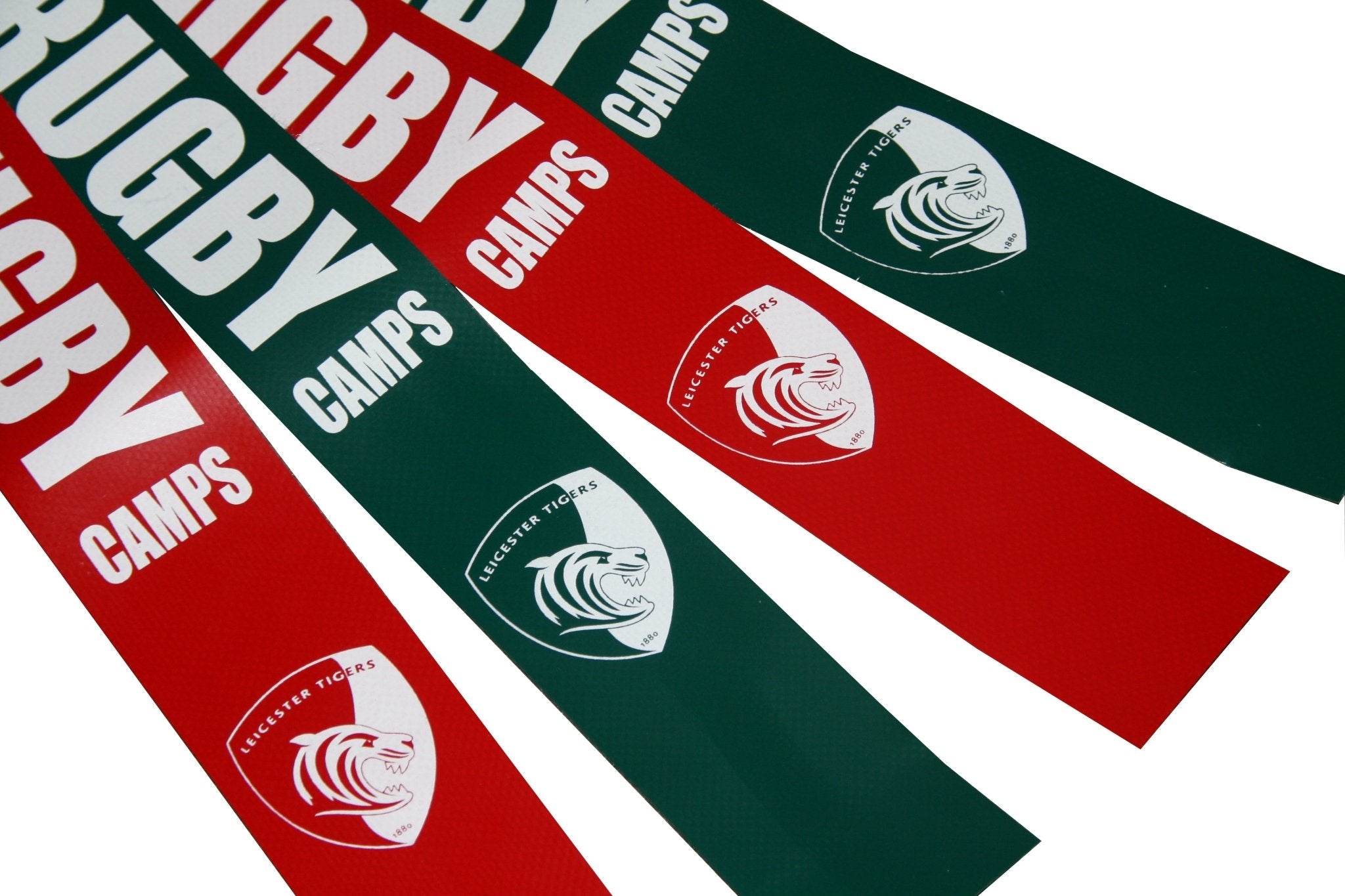 Set of vibrant, custom Ram Rugby PVC tag rugby tags featuring club logo printing for durable, professional training use