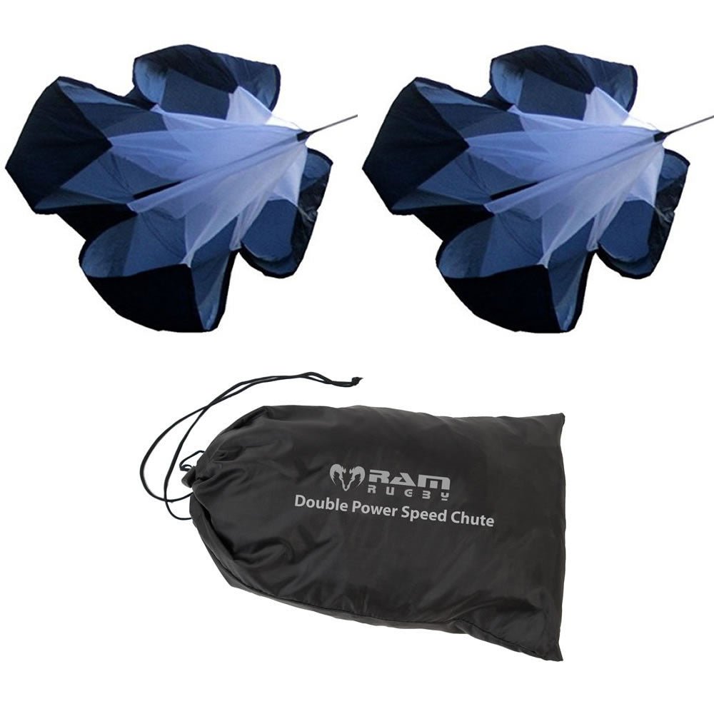 Ram Rugby Double Power Chute resistance trainer in bright orange for sprint training and leg power development in sports