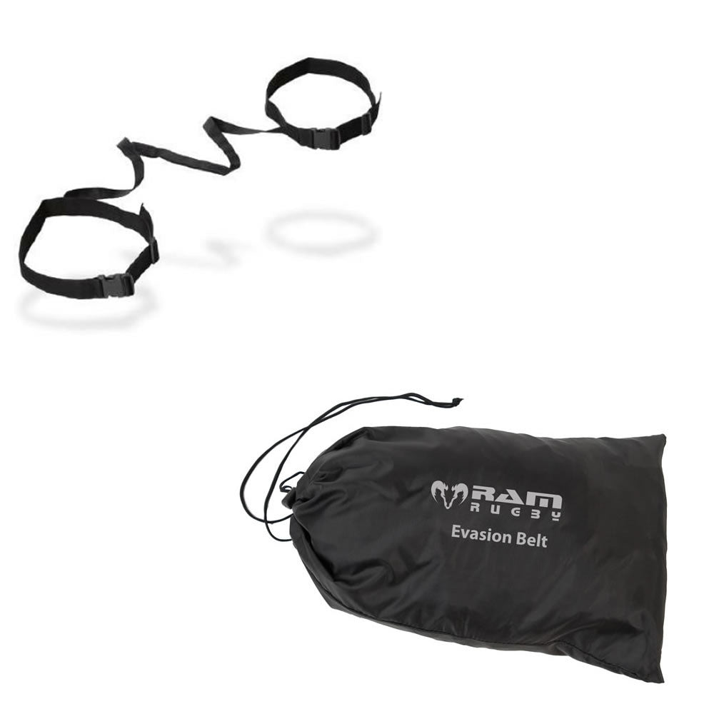 Ram Rugby Evasion Belt in black with Velcro fastening designed for fitness training and one-on-one marking drills