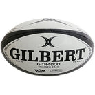 Gilbert G-TR4000 rugby training ball close-up showing durable grip, hand-stitched seams, and water-resistant finish