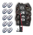 Gilbert Kinetica Rugby Match Ball Bundle with 10 durable match balls and breathable carry bag for club-level rugby training
