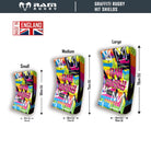 Ram Rugby Graffiti Design water-resistant hit shield showing curved contact pad held vertically for rugby training drills