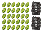 Stack of 30 neon yellow, orange, and green Ram Rugby Gripper 2.0 Pro Trainer balls with two black mesh storage bags
