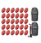 Ram Rugby Gripper 2.0 Pro Trainer Neon Pink Ball Bundle showing 30 vibrant training balls and two large breathable storage bags