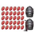 Thirty Ram Rugby Gripper 2.0 Pro Trainer Neon Pink rugby balls in sizes 3, 4, and 5 with two large breathable bags for storage.