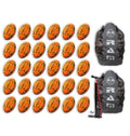 Stacked Ram Rugby Gripper 2.0 Pro Trainer Neon rugby balls in yellow, orange, and green with breathable ball bags for training