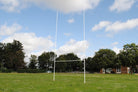Ram Rugby 11m steel hinged white rugby goal posts complete set with four uprights and two crossbars for outdoor fields