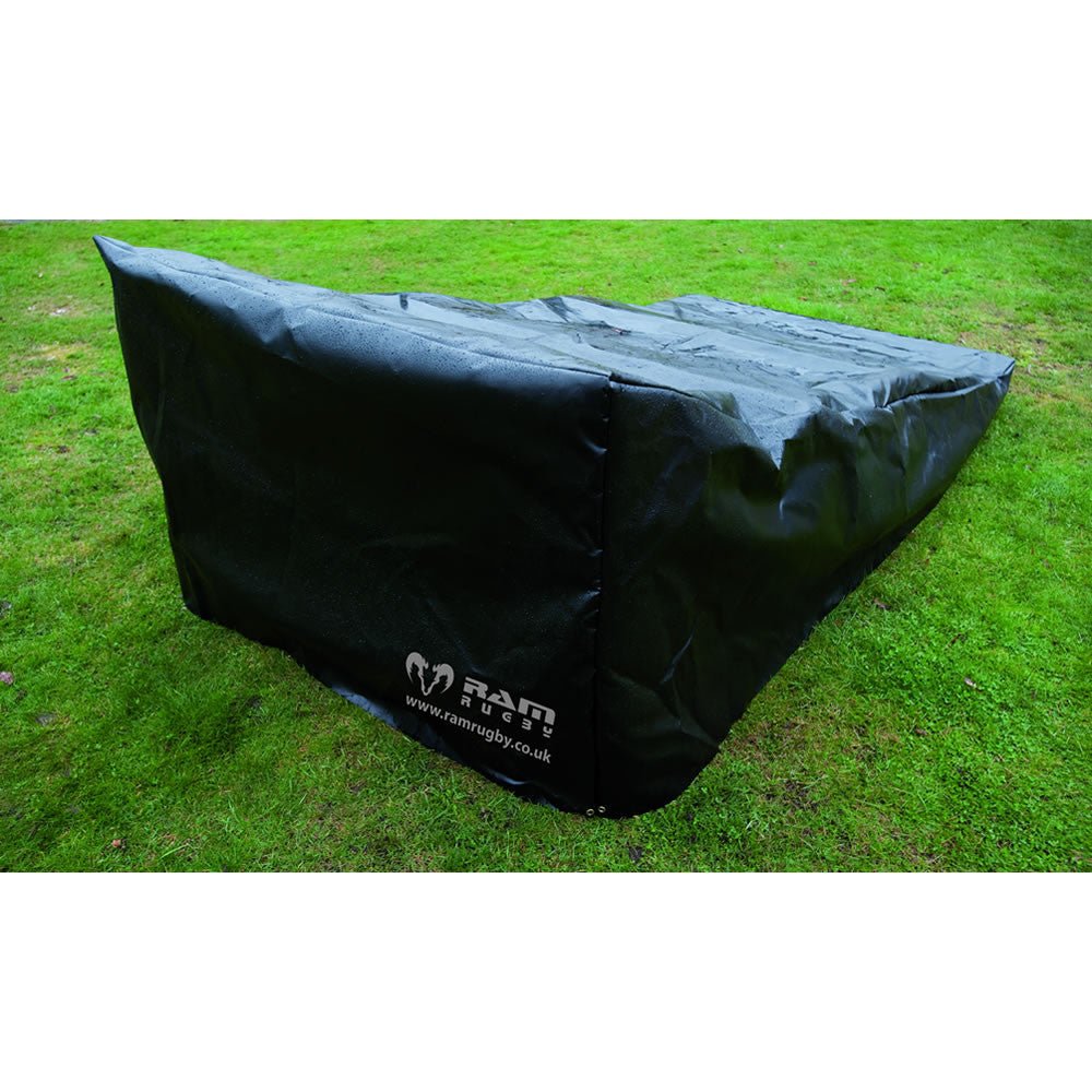 Ram Rugby Junior Low One Scrum Machine Cover in durable black PVC designed for outdoor protection and rugby training gear.