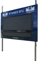 Ram Rugby LED Digit Rugby Scoreboard showing ultra-bright 300mm yellow weatherproof digits in fibreglass casing