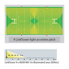 Ram Rugby LinkTower 7m mobile floodlights with 4x400W metal halide lamps on adjustable mast for outdoor lighting